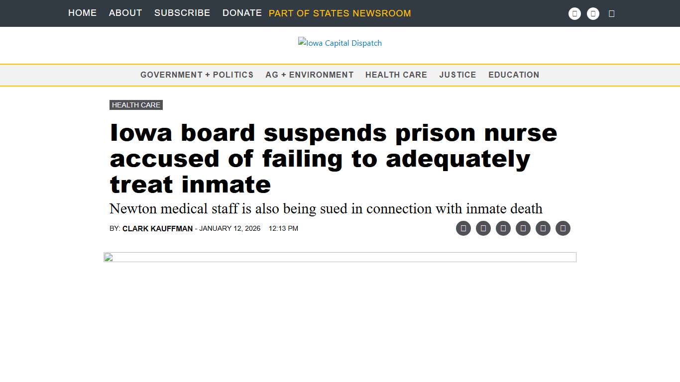 Iowa board suspends prison nurse accused of failing to adequately treat inmate • Iowa Capital Dispatch